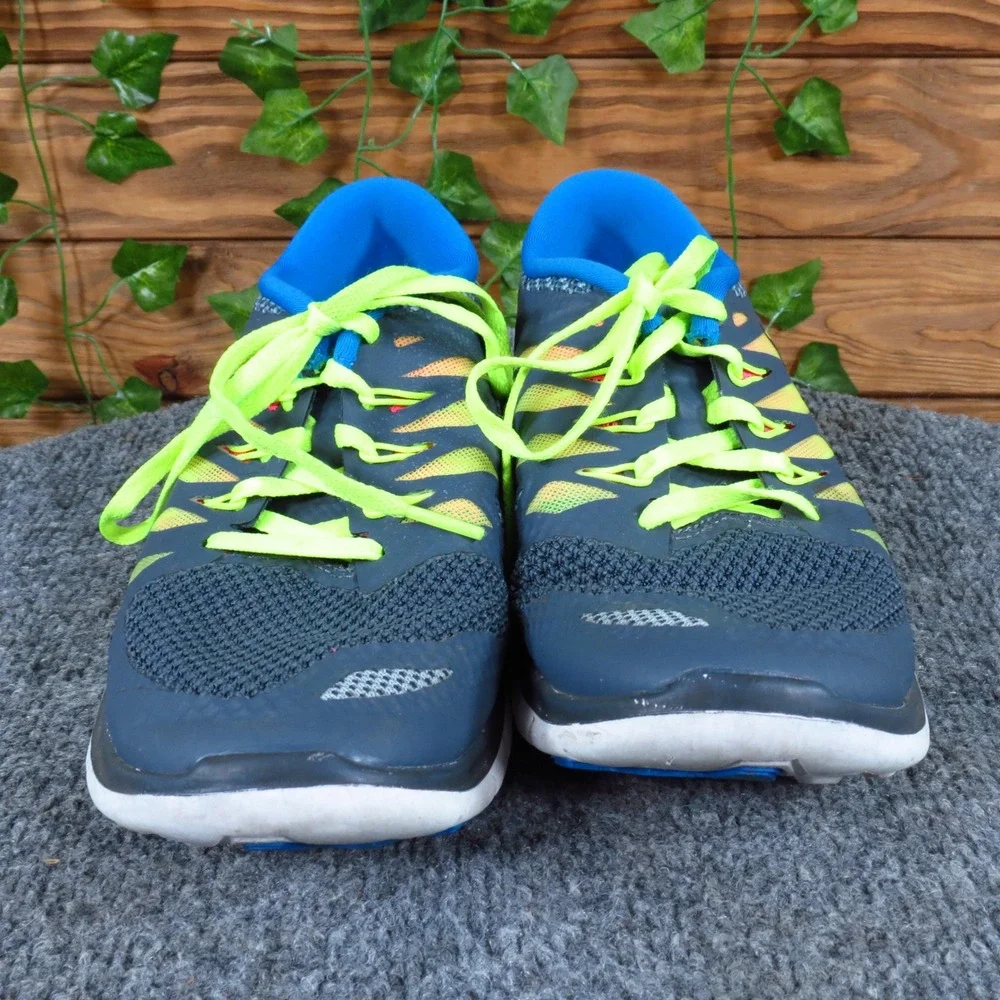 Nike Free 5.0 Kids Running Shoe Size 5Y Athletic Performance Blue Lime Green